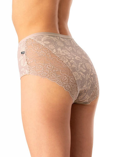 Mutandine da donna in cotone Key LPF 590 beige - 2 pezzi in scatola, pizzo sul retro