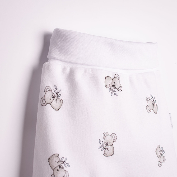 Pantaloni neonato Figo Nicol Koala 100% cotone bianchi