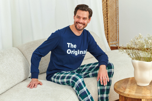 7341 Doctor Nap - Pigiama da uomo "The Original" | 100% cotone, produzione polacca - blu navy
