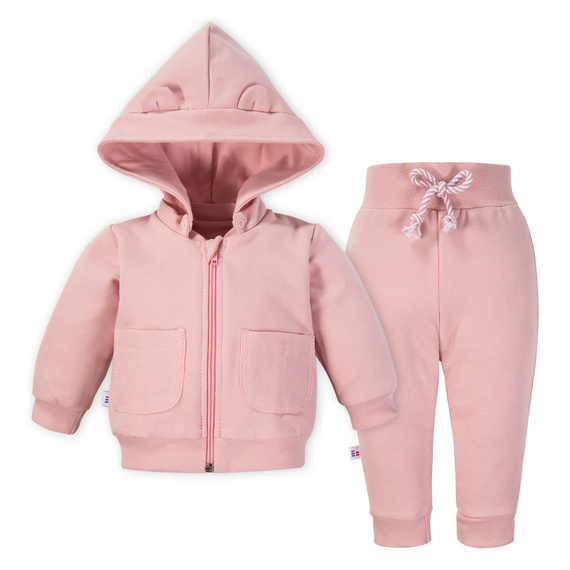 Set di felpe Fluffy Tails Pink - felpa con cappuccio e ricamo + pantaloni con coulisse