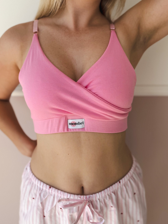 Reggiseno impermeabile per allattamento Mombri Mileo in cotone Dropless rosa dolce