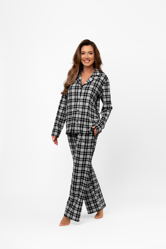Pigiama da donna Klara - 100% cotone, manica lunga e pantaloni Moda italiana