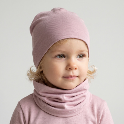 229105 Nicol Sciarpa tubolare per bambini 100% Merino rosa cipria