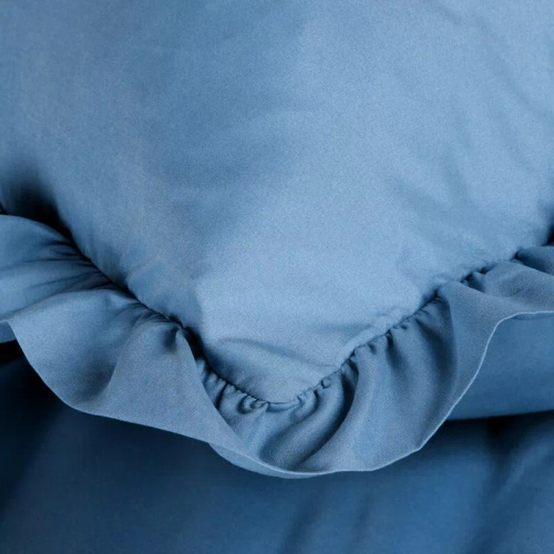 Biancheria da letto in microfibra Eurofirany MI con volant, morbida, con cerniera, blu