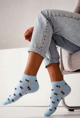 Calzini con Piccole Fiocchette Milena – In Cotone, Elastici, Comodi e Eleganti blue