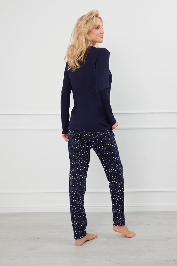 Libra Pigiama donna manica lunga e pantaloni Moda italiana - blu navy/stampa