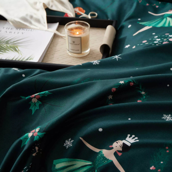 Ballet Christmas green microsatin bedding I25 Spod Igły i Nitki - morbido, liscio e resistente