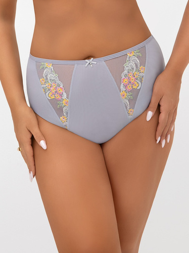 Gorsenia F015 Flora Slip Donna Vita Alta Ricamo Tulle Grigio Comfort
