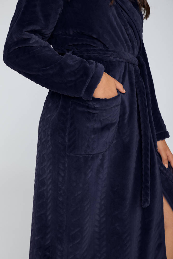 Bona Vestaglia da donna in pile Italian Fashion - blu navy