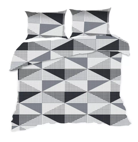 1915N Classic E24 Biancheria da letto in cotone grigio geometria Karo - 100% cotone, resistente, colorato, set da 2 pezzi