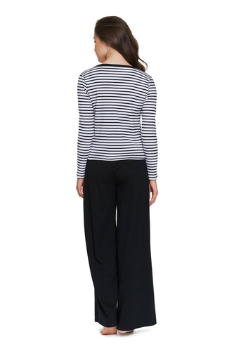 Pigiama donna Doctor Nap 7538 in cotone, lunga, a righe bianco-nero