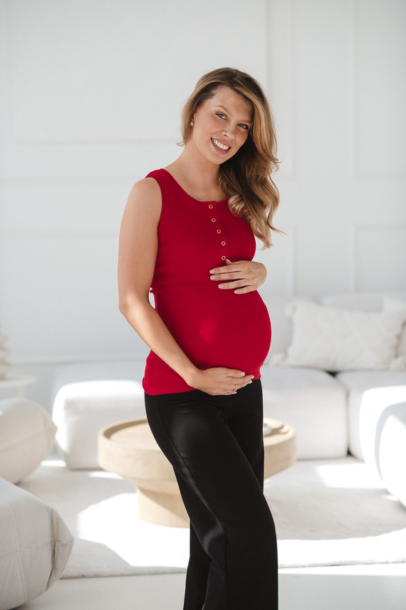 Top gravidanza e allattamento Tummy Milk&Love cotone a coste red