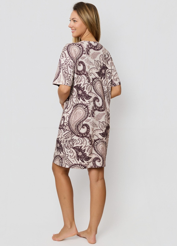 Camicia da notte Mefemi Iris KB60 - marrone, cotone, fantasia orientale