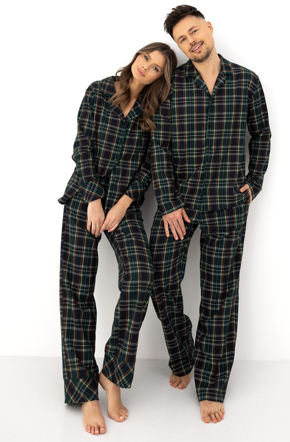 Sensis George pigiama uomo 100% cotone flanella verde a quadri