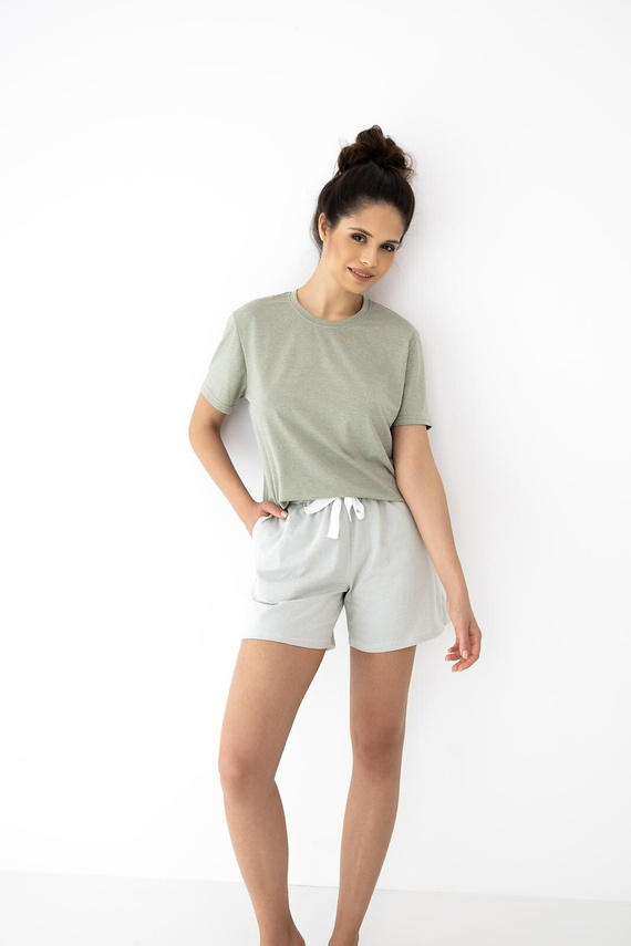 Pigiama donna Sensis Yara khaki cotone pantaloncini con tasche