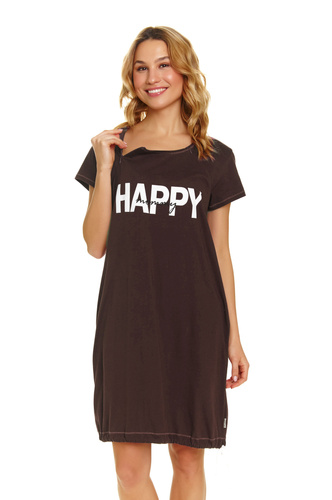 9504 Doctor Nap - Camicia da notte in cotone per gravidanza e allattamento - comfort e comodità per la futura mamma - marrone