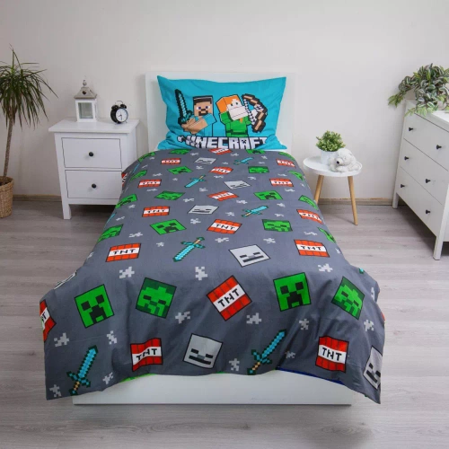 Biancheria da letto in cotone Minecraft "We Got This" Jerry Fabrics - 140x200 cm, 100% cotone, reversibile
