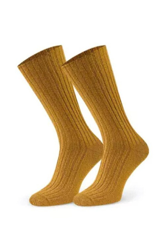 Arte.185 Calze Steven 011 senape - lana d'agnello a coste da donna, inverno