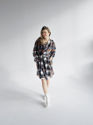 031 Coperta accappatoio De Lafense - vestaglia da donna in caldo pile Super Cozy, cammello