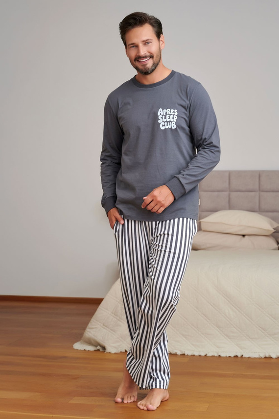 Doctor Nap 7524 Apres Sleep Pigiama uomo grafite 100% cotone manica lunga