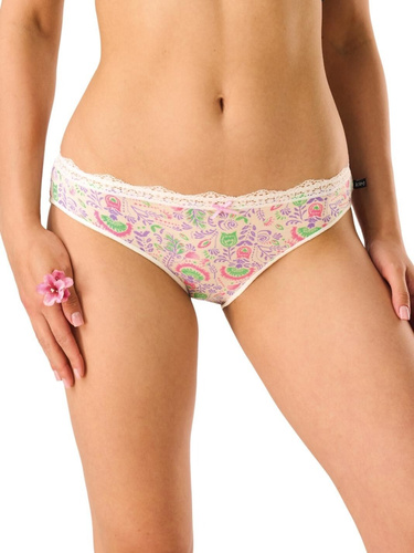 LPR 460 Key slip bikini bianco-ecru - Viscosa fantasia, mini bikini, pizzo elasticizzato, 2 pezzi