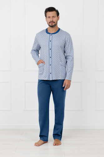 Pigiama uomo Homer Italian Fashion in cotone, aperta, lunga