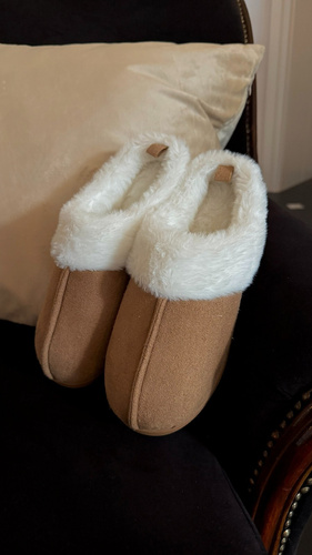 Sensis Sanna pantofole donna in camoscio con pelliccia e suola in gomma