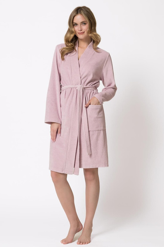 Accappatoio Donna 1819 Emma Leveza Kimono in Spugna di Cotone al Ginocchio rosa cipria