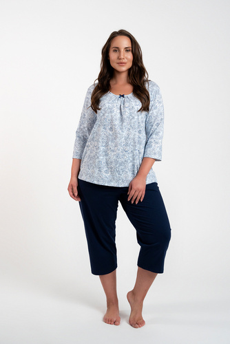 Antonia Pigiama donna maniche 3/4, pantaloni 3/4 Moda italiana - stampa blu/verde