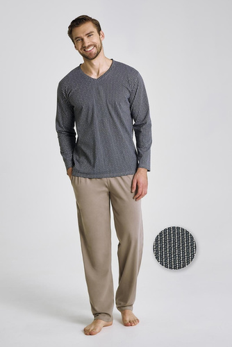 Pigiama da uomo Luca 3481 - cotone, grafite, manica lunga