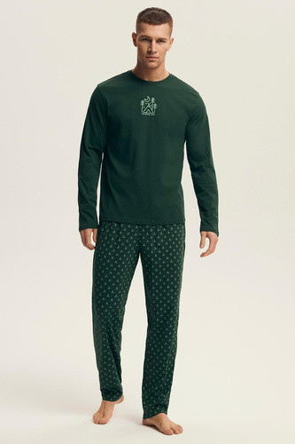 Henderson Core 43478 Pigiama da uomo verde brillante - cotone, manica lunga, confezione elegante