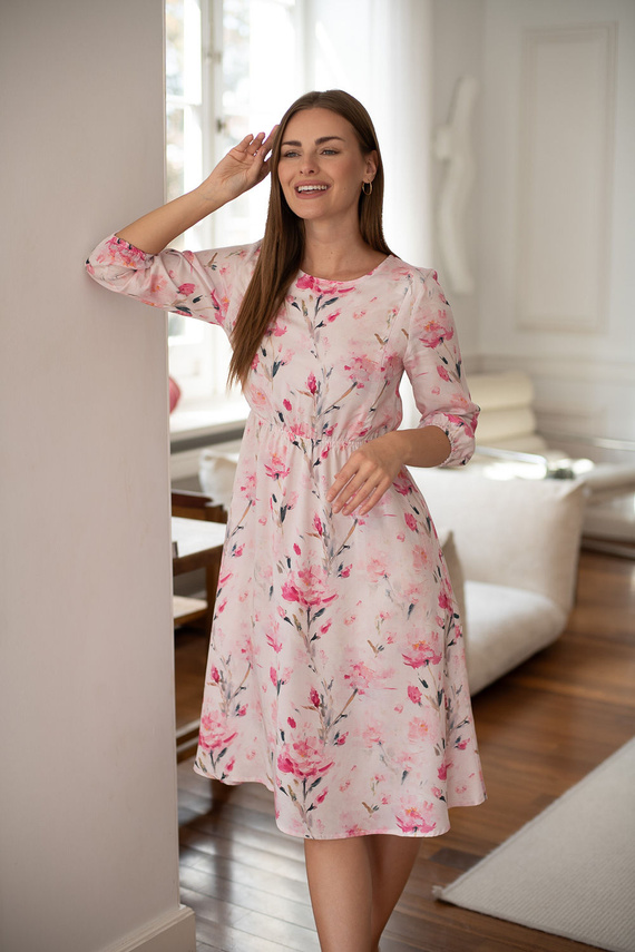Milk&Love Lovely Dress Midi – abito premaman per allattamento con fiori rosa