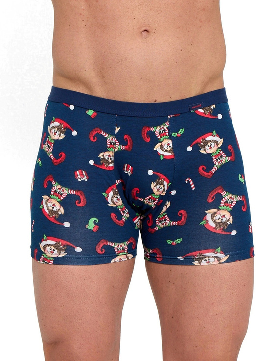 Cornette Gift 914/07 completo uomo natalizio boxer e calzini blu scuro