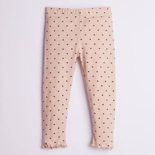 226202 Nicol HANIA Leggings bambina in cotone beige con cuoricini