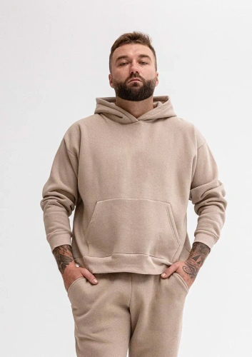 DK-K-B14 Felpa con cappuccio da uomo cappuccino - cotone, confortevole, elasticizzata, stile casual e sportivo