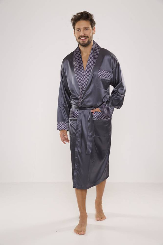 940 Forex accappatoio da uomo in raso - grigio