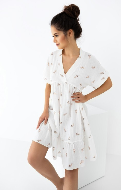 Camicia da notte Nastia in mussola Sensis - ecrù