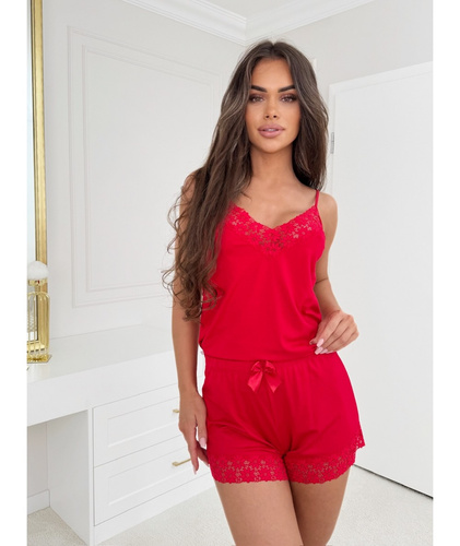 Pigiama da donna Niki Donna rosso - viscosa, senza spalline, leggero e femminile