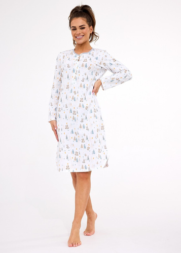 Camicia da notte da donna 777/436 Cornette Fox 3 ecru - cotone, bottoni a pressione, taglio confortevole