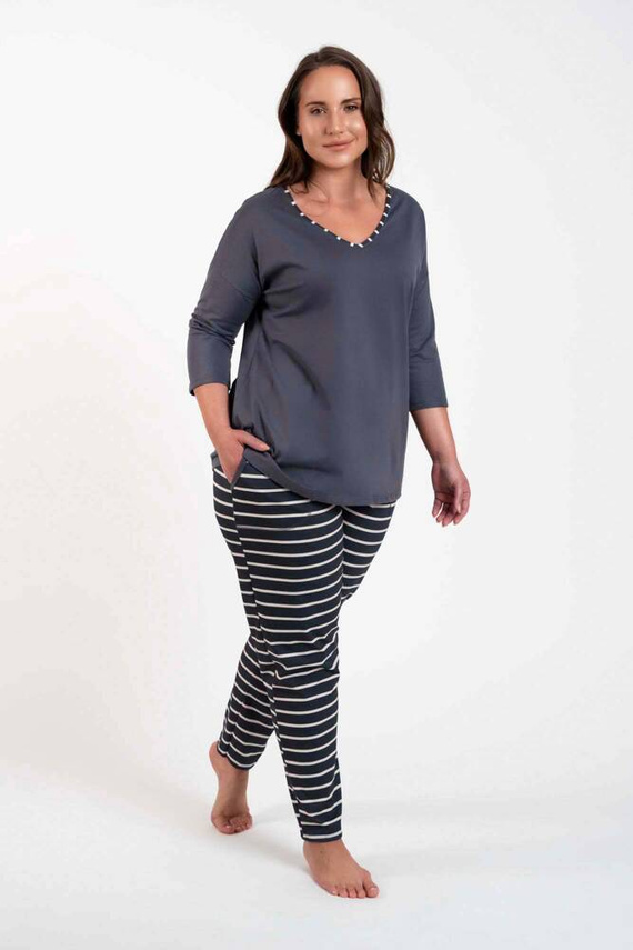 Betty Pigiama da donna manica 3/4, pantaloni lunghi Moda italiana - stampa grafite/grafite