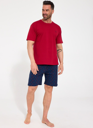 Cornette Wild Bear 2 326/347 Pigiama Uomo Bordò 100% Cotone Corto