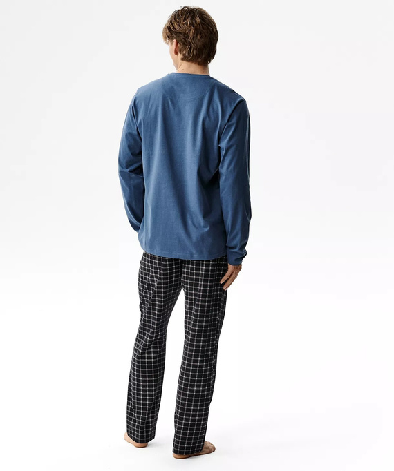NMP-393 Blu Atlantico - pantaloni da pigiama da uomo in flanella di cotone