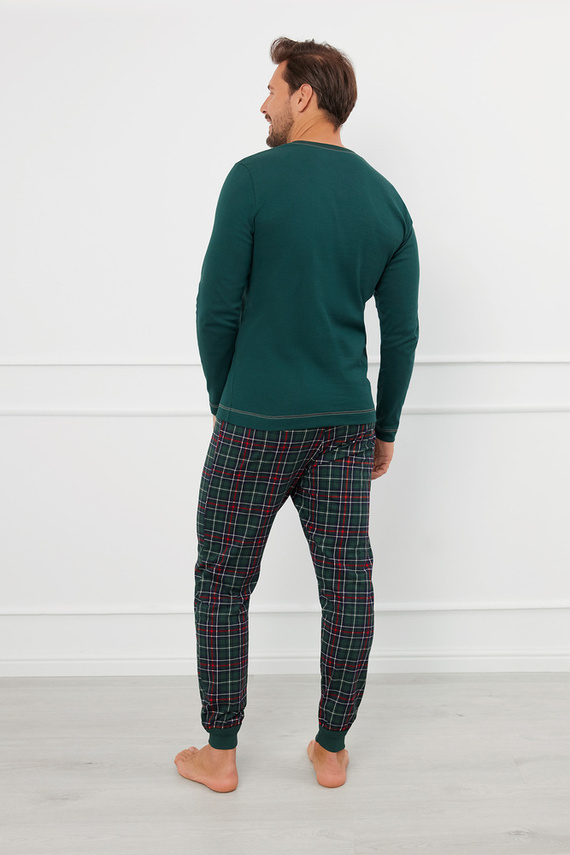 Fogo Pigiama uomo manica lunga, pantaloni lunghi Moda italiana - verde/stampa
