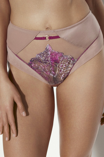 Slip da donna Ava 2271 Nude/Wine – classici, ricamati, copertura più ampia