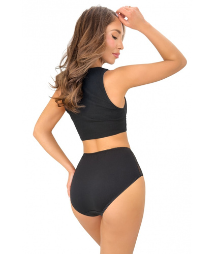 DONNA 272 Slip Donna Alta in Cotone con Pizzo Comfort Neri