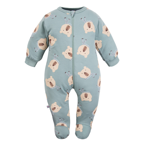 Pigiama per bebè in orsacchiotto, cotone, con piedini, Beary Cool Eevi- salvia