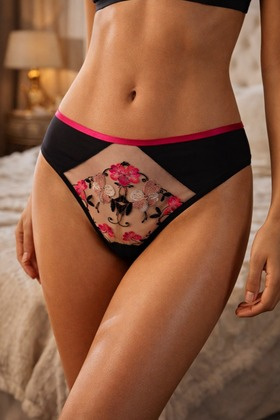 Mediolano Orchid 19259 slip classici con rete e ricamo floreale