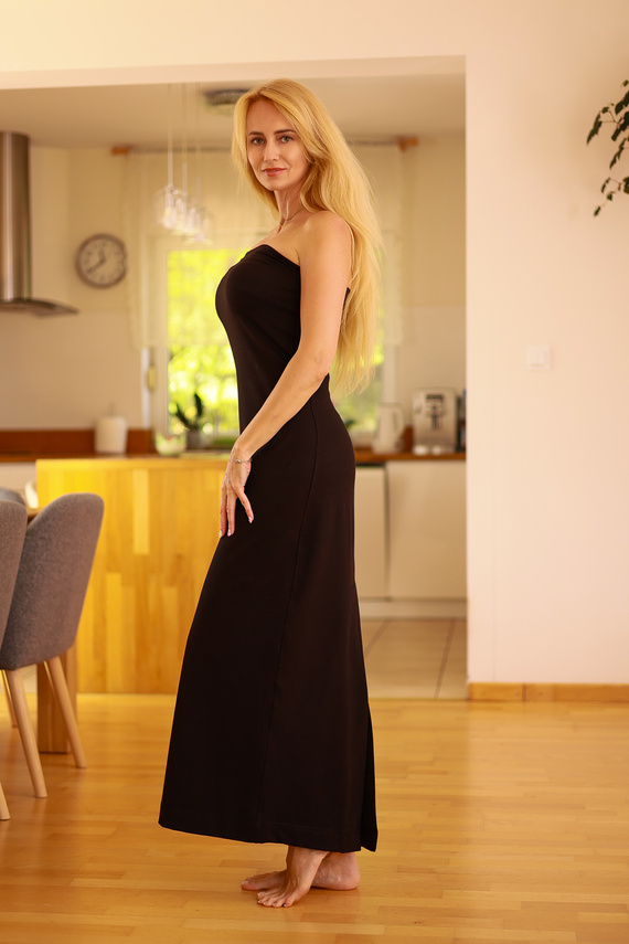 Irving - set donna: maxi abito + blusa, 95% cotone 5% elastan | marca polacca Mirale - nero