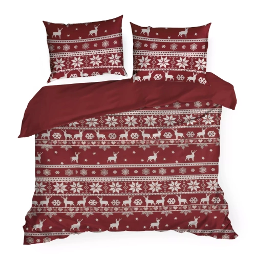 Biancheria da letto natalizia Oslo Eurofirany rosso - cotone ranforce, reversibile