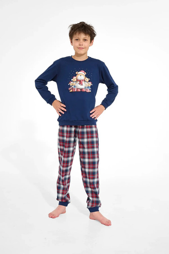 Cornette Family Christmas 593/186 966/186 Pigiama Bambino in Cotone Blu Navy